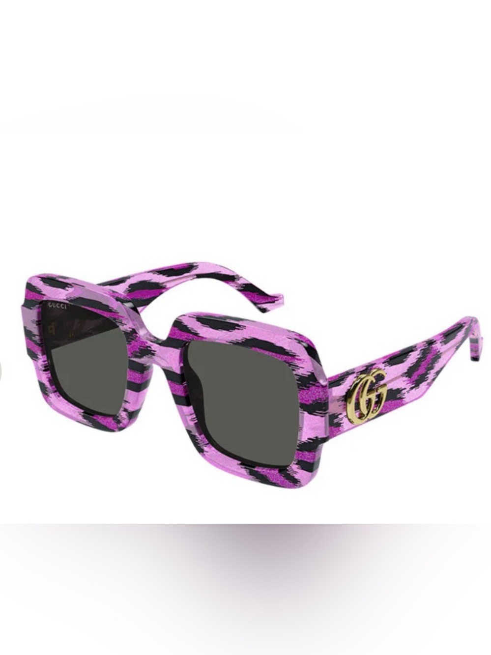 Gucci Pink Glitter Leopard 🐆 Square Sunglasses - Picture 4 of 10